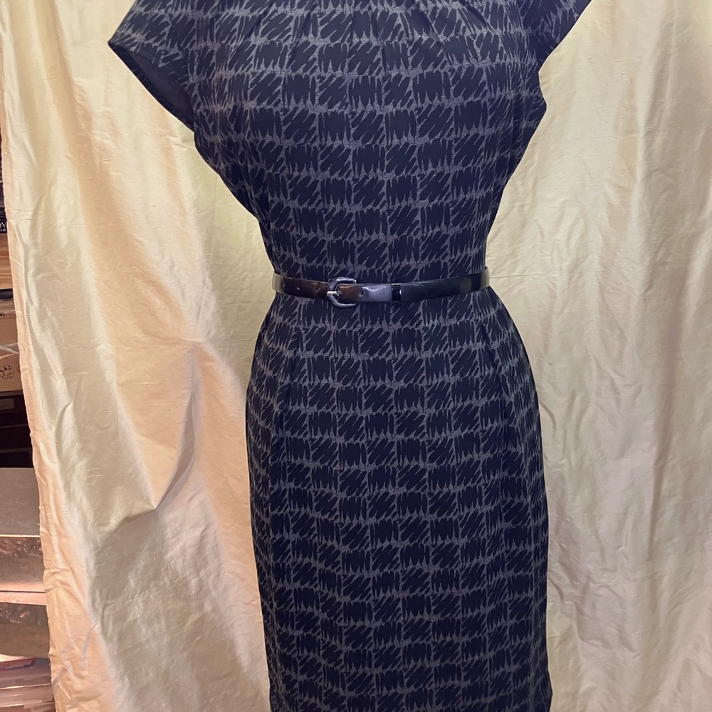 Calvin Klein Black/Grey Houndstooth-Style Midi Dress